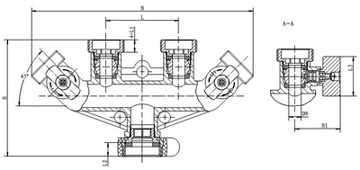 Messing 4-Wege Verteilerstück / 4-Wege-Wasserverteiler